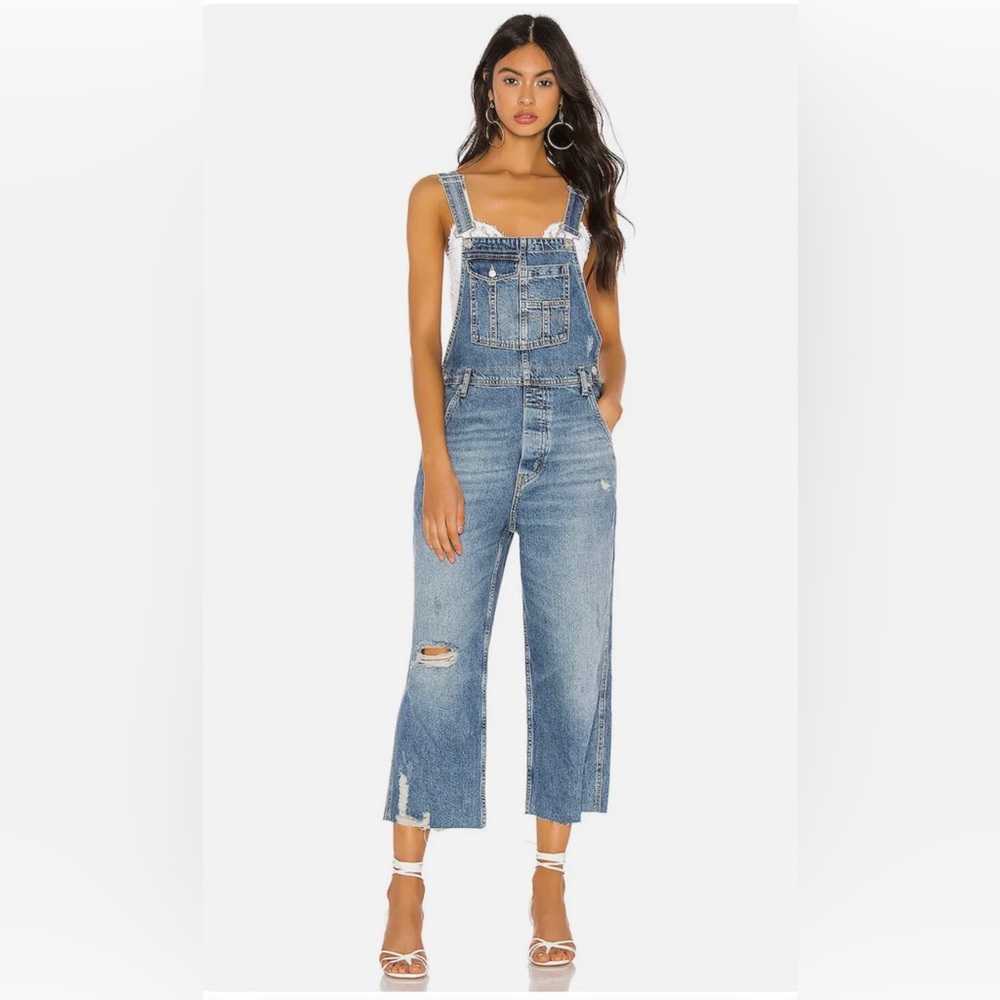 We the Free by Free People Baggy Boyfriend Overalls in Duchess Blue